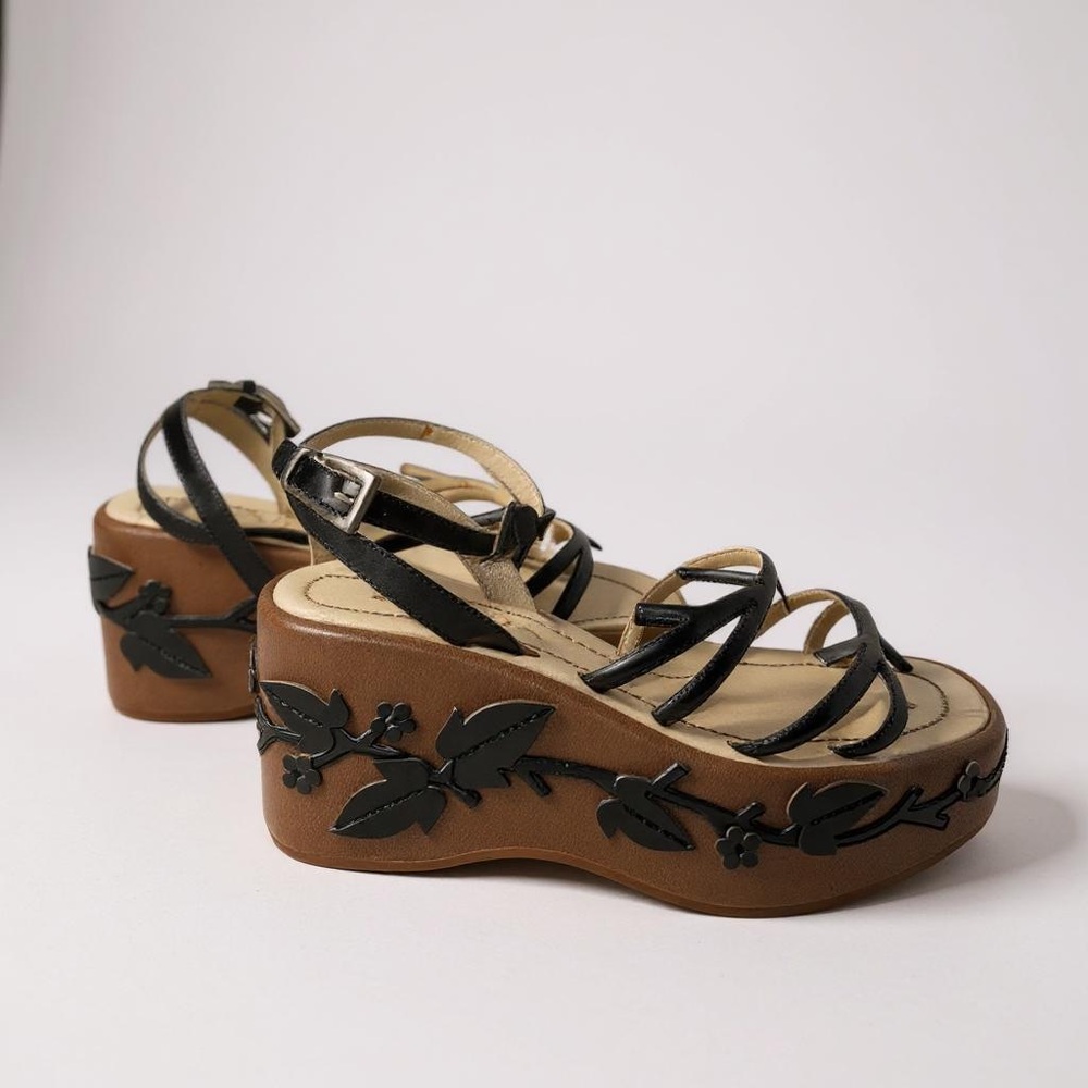 Prada Black and Brown Platform Sandals with Ergonomic Design